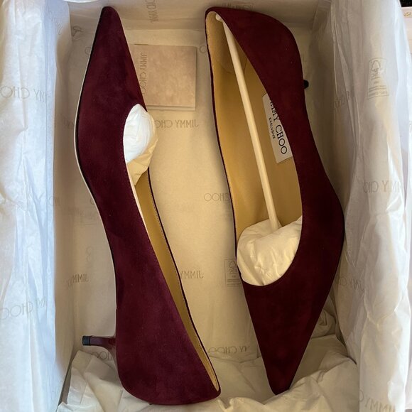 Jimmy Choo Amelia Suede Kitten-Heel Pumps in Burgundy NIB, Size 38.5 - Picture 7 of 11